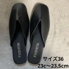 レディース ブラック フラットサンダル ミュール 36