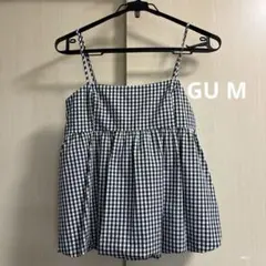 GU M ギンガムチェック キャミソール ペプラム 裾バルーン