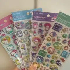 サンリオ　ポップデコパーティ　はぴだんぷい、キティ、マイメロ、シナモン4種