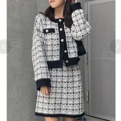 NICE CLAUP ナイスクラップ ツイード風 ニットセットアップ スカート