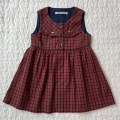 ファミリア　赤チェック　ワンピース　９０