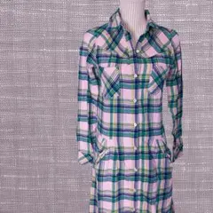 チェック⭐︎ロングシャツ⭐︎ワンピース　ピンク