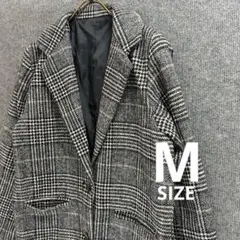 グレンチェック　ロングコート　チェック柄 グレー チェスターコート　2ボタン