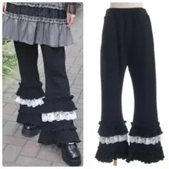 axes femme フリル×レースワッフルパンツ　ブラック　アクシーズファムのサムネイル