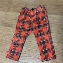 コーデュロイパンツ 80-90 赤　チェック柄