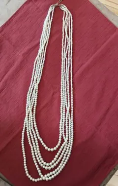 ホワイトパール 多重ロングネックレス