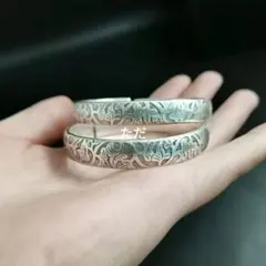 父の日までセール 初めての彫刻バングル カササギと梅花 シャー太翠