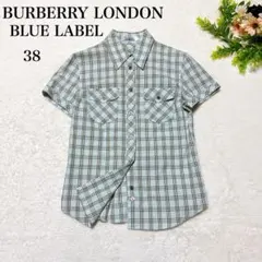 バーバリーブルーレーベル ノバチェック 半袖シャツ 水色 ブルー 希少 レア