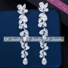 樹脂イヤリングブライダルアクセサリー ウェディング 結婚式ピアスシルバーロングT