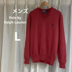 メンズ Polo by Ralph Lauren ニット レッド VネックL