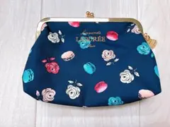 Ladurée 花柄マカロンポーチ ネイビー