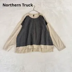 ノーザントラック　長袖トップス ストライプ柄 切替デザイン プルオーバー