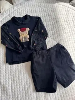 現行品familiar♡トップス　バミューダ　ブラックウォッチセット