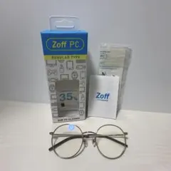 新品 Zoff ゾフ ブルーライトカット メガネ 度なし35% ゴールド