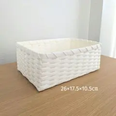 【No.13】バスケット　かご　小物入れ　クラフトバンド　ホワイト