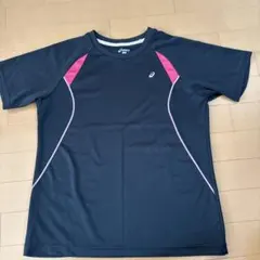 asics 半袖Tシャツ 黒/ピンク