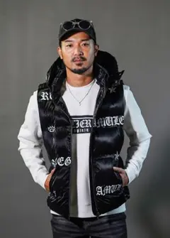 RT EG ロゴプリント ダウンベスト 黒のサムネイル