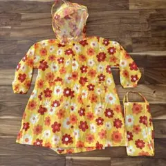 花柄レインコート（収納袋付き）　かっぱ　キッズ　120
