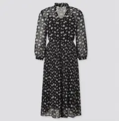 Joy of Print シフォンプリーツワンピース（7分袖）