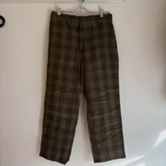 チェック柄 スラックス パンツ ブラウン 韓国 古着系 メンズM 秋冬