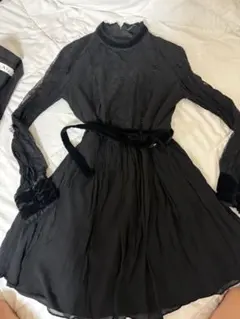 ZARA WOMAN ブラック レース 長袖 ミニワンピース size Sのサムネイル