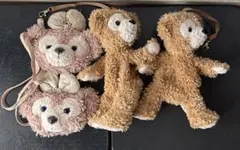 TDRダッフィーぬいぐるみバッグ2個 &シェリーメイ　パスケース2個　4点セット