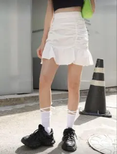 SHEIN DAZY フリル裾 スカート ホワイト 2604370