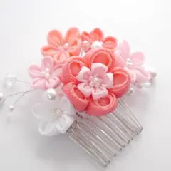 髪飾り 【 04 】 ピンク コーム 七五三 成人式 卒業式