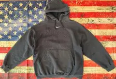 NIKE ナイキ 90's 黒プルオーバーパーカー センターロゴ 刺繍 L