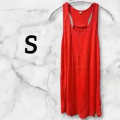 ノースリーブ 【S】 チュニック レディース トップス 薄手 春夏 レッド