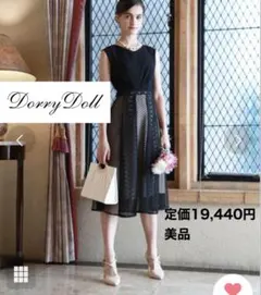 DorryDoll パネルレース切替バックレースアップセミロング丈ワンピース　黒