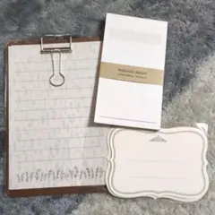 花柄クリップボード付きメモ帳 ＆方眼メモ＆タイトルシール