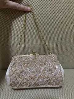 ビーズ刺繍クラッチバッグ・パーティーバッグ・がま口★ゴールド