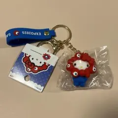新品 万博 サンリオ ミャクミャク 立体マスコットストラップキーホルダー キティ