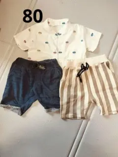 SHEIN トップス 車 manina ハーフパンツ 3点セット 80cmのサムネイル