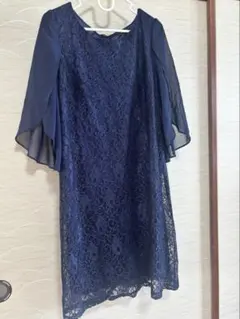 ネイビー　パーディードレス　結婚式　フォーマル　大きいサイズ　レース　XXL