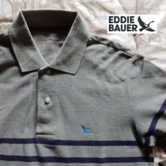 Eddie Bauerポロ 半袖 灰ストライプ US XS