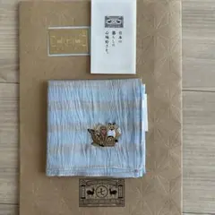 中川政七商店　ハンカチ　motta 038 ミズイロ　鹿猿狐　刺繍　奈良本店限定のサムネイル