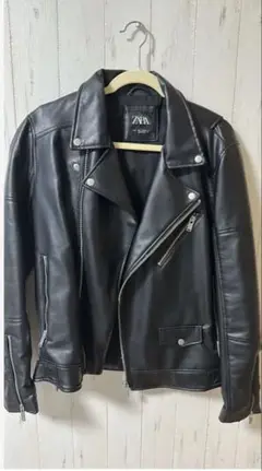 ZARA ブラック レザー ライダースジャケット