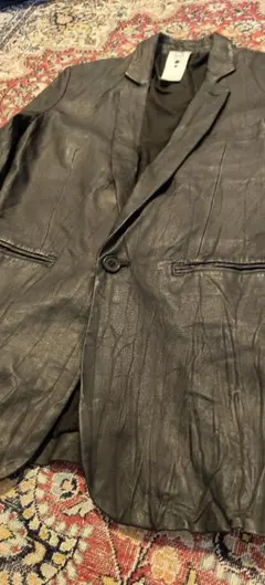 H*M様 WO レザー テーラード ジャケット クラッシュ加工