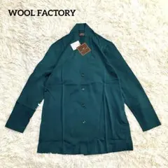 ウォッシャブルウール　 立ち衿VネックカーディガンQVC② ヒスイグリーン38