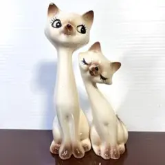 昭和レトロ✴︎陶器製 猫の置物 シャム猫風 フィギュリン - メルカリ