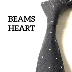 ビームスハートBEAMS HEART ネクタイ　水玉　ドット　グレーヘリンボーン