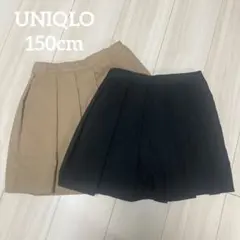 UNIQLO 150cm ブラウン・ブラック プリーツスカート 2点セット