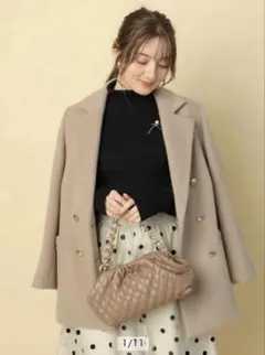 Apuweiser-riche ダブルテーラードジャケットコート ベージュ/ S