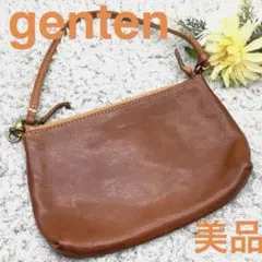 美品❣️gentenレザーハンドバッグミニバッグポーチ