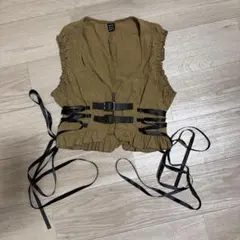 SHEIN ビスチェ カーキ レースアップ