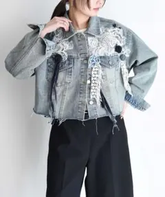 新品　今季　エイミーロウ　 2026ss　花モチーフデニムジャケット