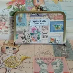 がま口スリムカードケース 切手柄