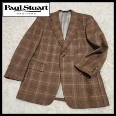 【美品】ポールスチュアート チェック テーラードジャケット ブラウン